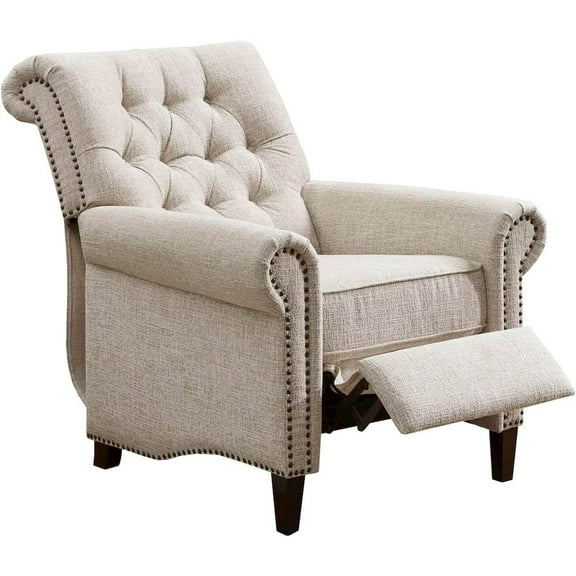 Starlight Canyon Home Beige Wingback Recliner Chair  Upholstered Push Back Accent Seat