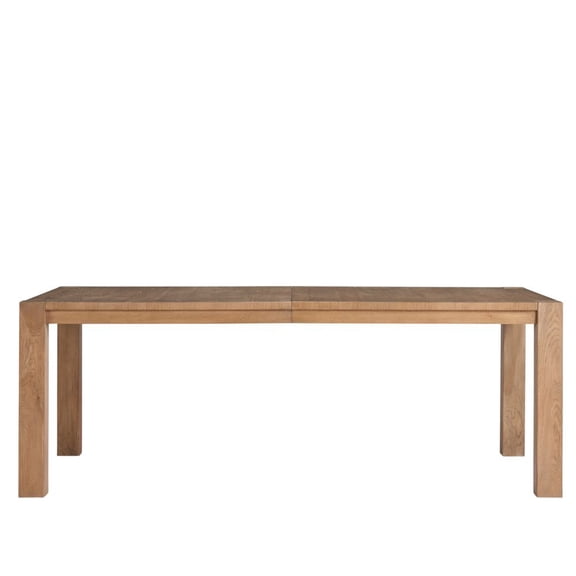 Beige Wood Dining Table with Two Leaves and Extendable to 120 Inches