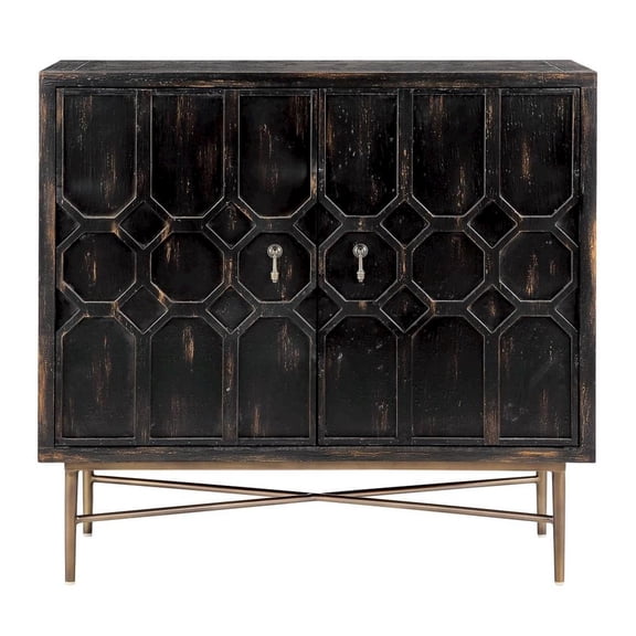 Starlight Canyon Home Black Accent Cabinet with 2 Doors, MDF and Metal Construction for Storage
