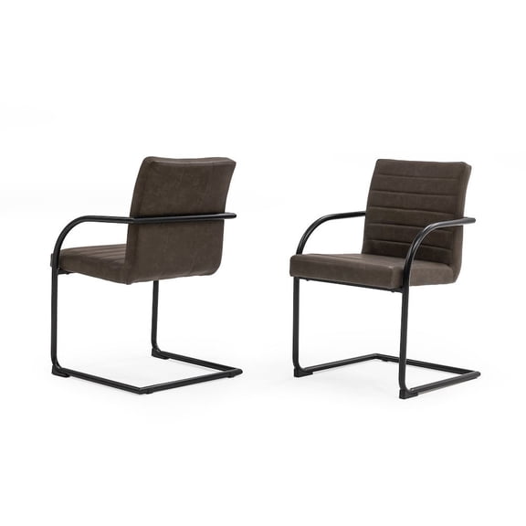 Starlight Canyon Home Brown Leatherette Dining Chairs Set Of 2, Modern Dining Chairs With Metal Legs
