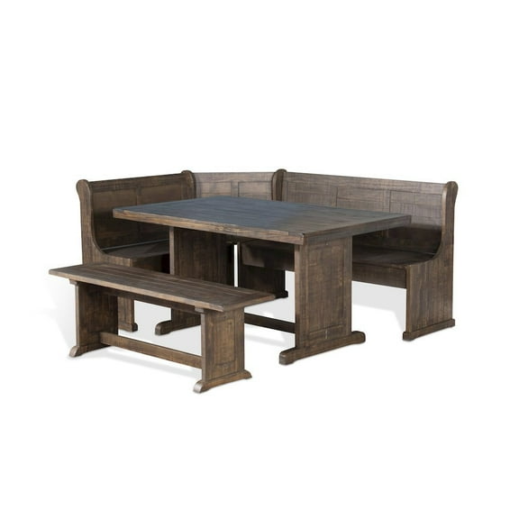 Starlight Canyon Home Brown Solid Wood Breakfast Nook, Corner Dining Table Set, Kitchen Nook Table Set
