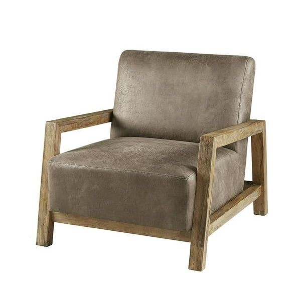 Starlight Canyon Home Brown Upholstered Accent Chair with Reclaimed Wood Frame for Living Room