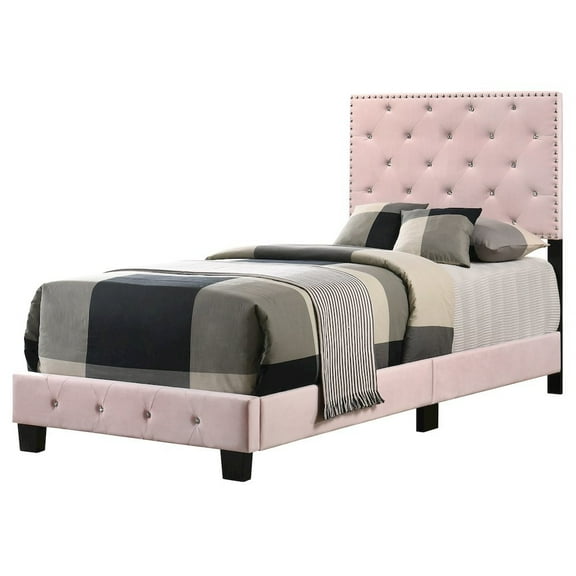 Starlight Canyon Home Charming Pink Girls Twin Bed Frame with Tufted Headboard and Footboard