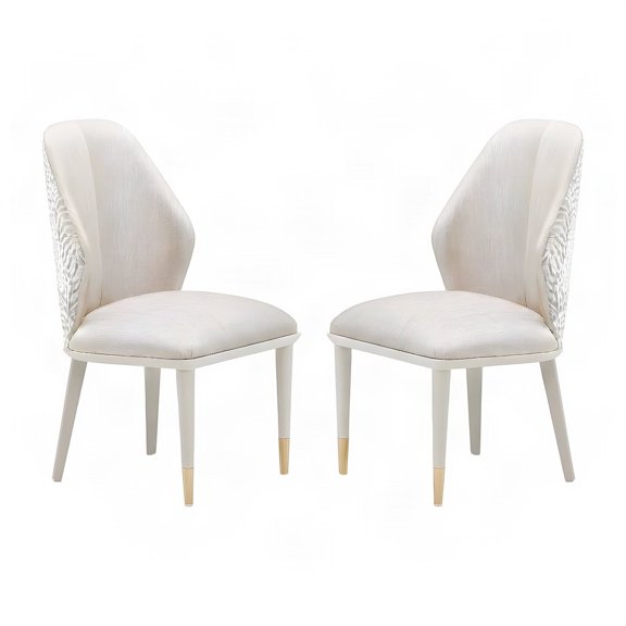 Starlight Canyon Home Chenille Dining Chairs, Silken Matte Cream, Set of 2