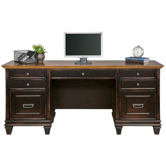 Starlight Canyon Home Elegant Office Desk With Drawers, Executive Writing Desk in Black Finish