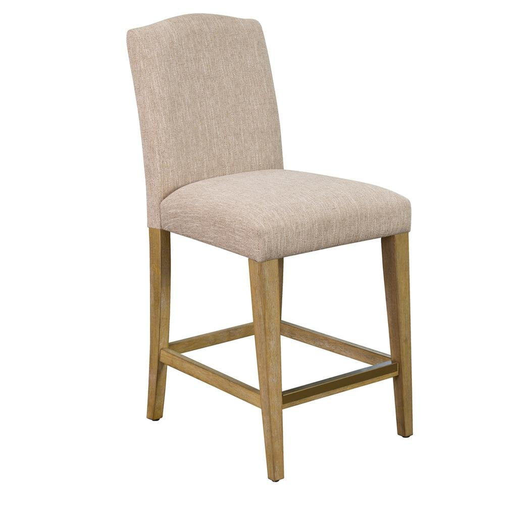 Connor 25" Beige Upholstered Counter Stool with Wood Legs