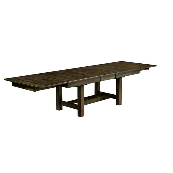 Starlight Canyon Home Extendable Rustic Dining Table with Leaf for 8, Solid Gray Wood Design