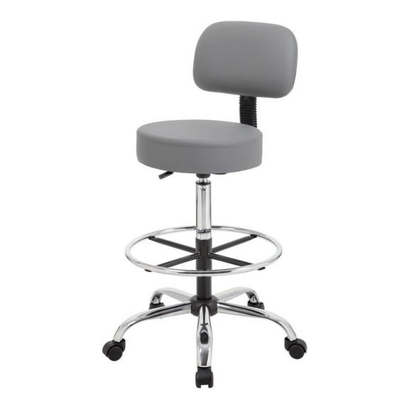 Starlight Canyon Home Gray Drafting Chair Office Stool With Back, Tall Work Stool On Wheels