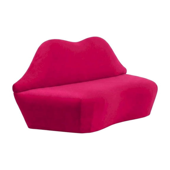 Starlight Canyon Home Hot Pink Velvet Loveseat With Sculpted Back, A Unique Lips Sofa Design