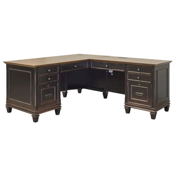 Starlight Canyon Home L-Desk & Return, 8 Drawers, Locking File, Brown