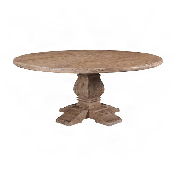 Starlight Canyon Home Mango Wood Round Dining Table, Seats 8, Kitchen or Dining Room, Light Brown