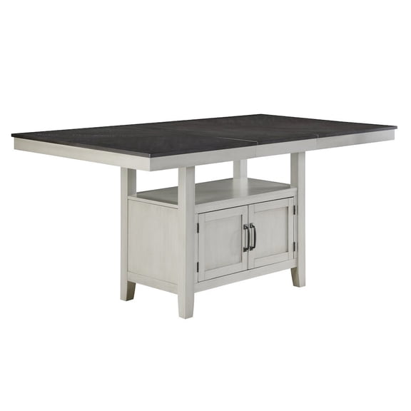 Modern Counter Table, Chevron Pattern Top, Hidden Storage Base, Black