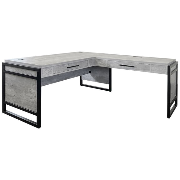 Starlight Canyon Home Open L-Desk & Return, Pencil Drawers, Power Center, Gray
