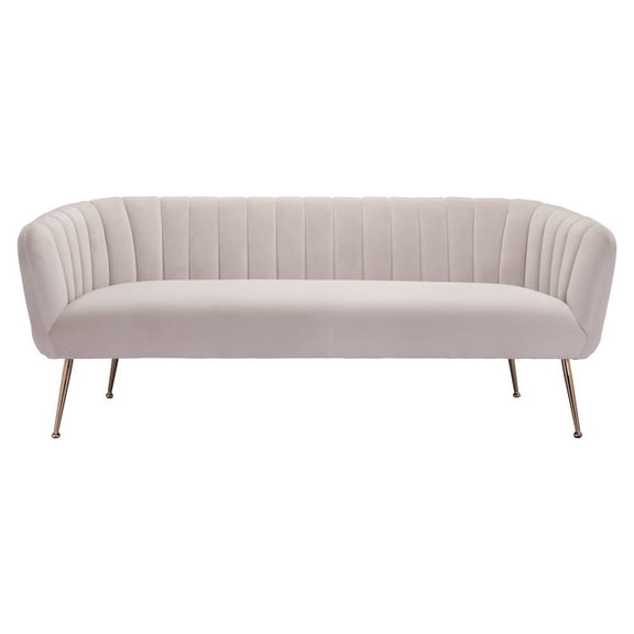 Starlight Canyon Home Sofa, Beige Velvet Fabric, 3-Seater, Steel Legs, Armrest Support