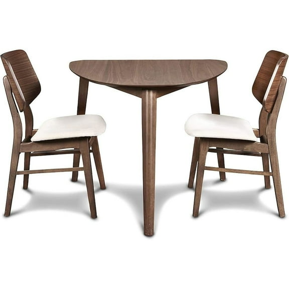 Starlight Canyon Home Solid Wood Corner Table with 2 Chairs in Brown, Ideal for Dining Areas