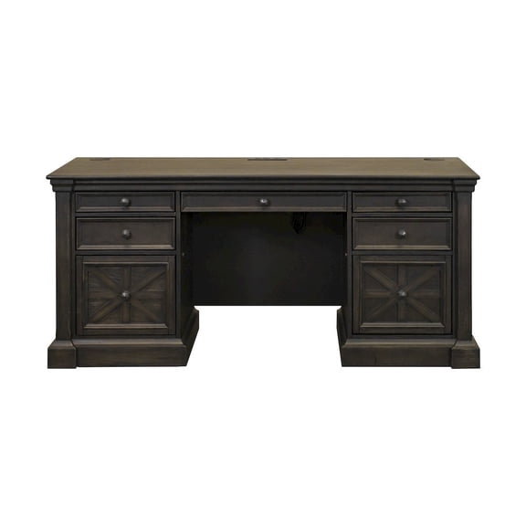 Starlight Canyon Home Traditional Credenza, 7 Drawers, 2 Locking Files, Power Center, Dark Brown