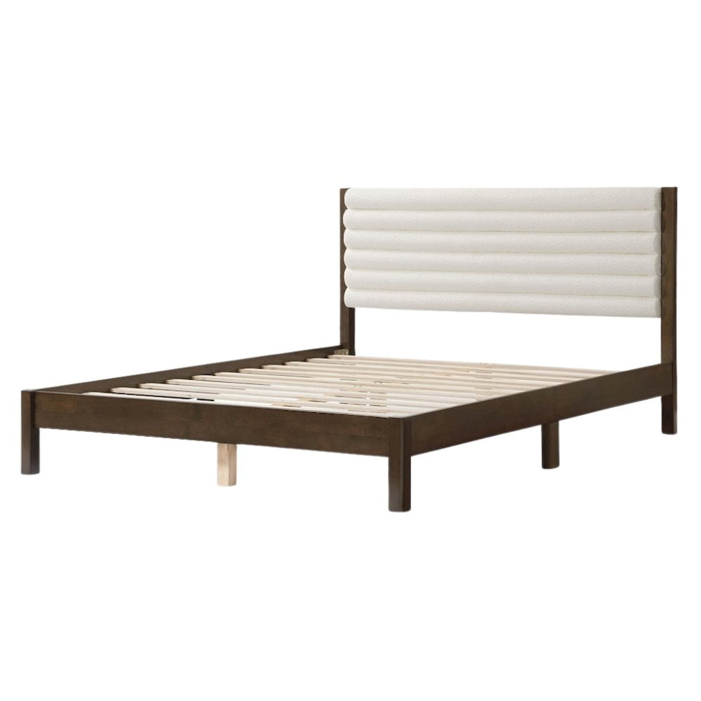 Starlight Canyon Home White Boucle Upholstered Queen Bed Frame with Headboard - Modern Design