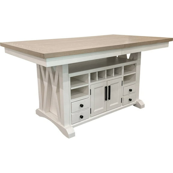 Starlight Canyon Home White Counter Height Dining Table with Storage and Oak Veneer Top