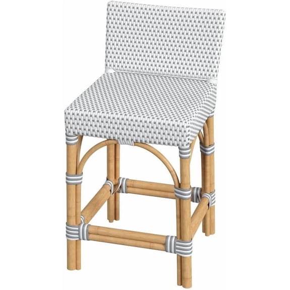 Starlight Canyon Home White Rattan Counter Stool  Wicked Bar Stool, Made of Rattan with Low Back for Kitchen Island or Dining Counter Seating