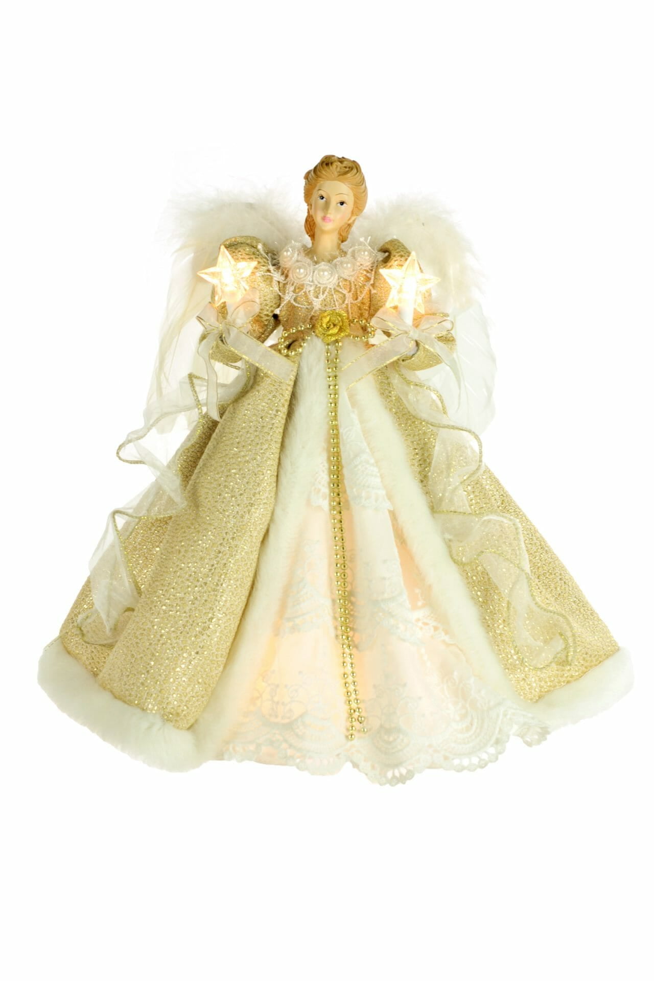 Starlight Collection, Gold/White Fabric Modern 10Light Angel Tree