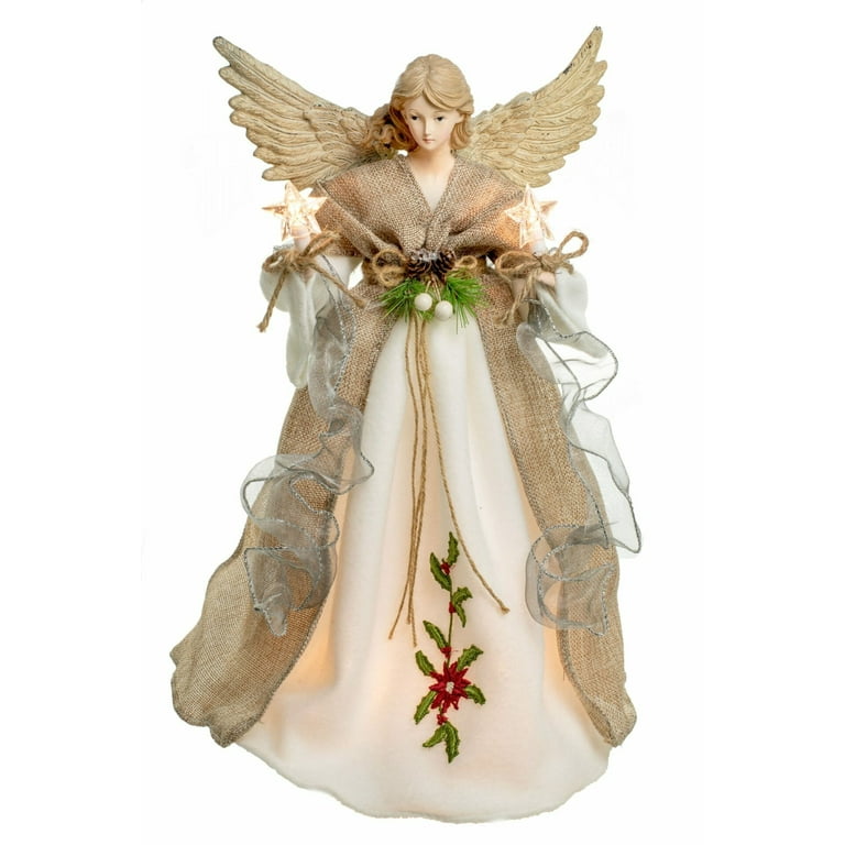 VTG Angel Tree Topper Tabletop Figurine 11” Handmade Christmas Lace Straw