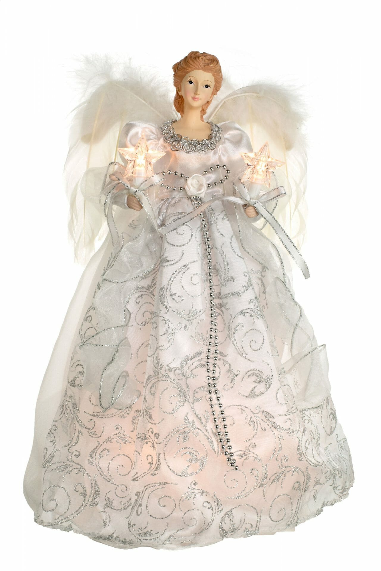 Starlight Collection, White/Silver Fabric Modern 10Light Angel Tree