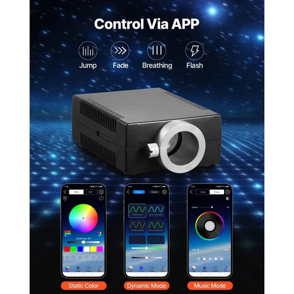 Starlight Headliner Kit, 150 pcs 0.03 in 6.5 ft, 16W Fiber Optic Star Ceiling Lights for Car, Bluetooth APP, Remote Control, Sound Activated, RGBW Lig