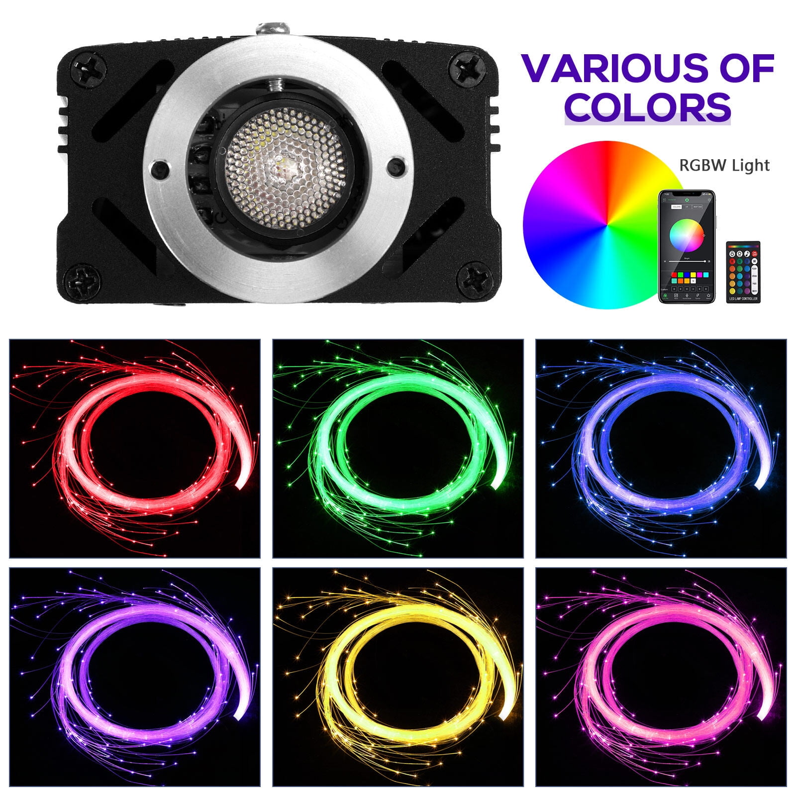 Starlight Headliner Kit, 16W Twinkle Fibre Optic Lights Star Ceiling Light for Home & Car
