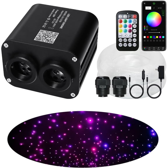 Starlight Headliner Kit 600 count Twinkle 0.03in(6.5ft/2m) Fiber Optic Light Kits Roof Lights RGBW Music Activated/APP Control Lights for Theater Bed Room Ceiling