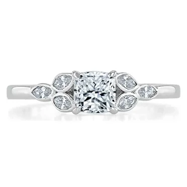 Starlight Jewel 14K White Gold Plated Engagement Ring - 1.65 Ct Emerald Cut Diamond Engagement Band for Her - Wedding Diamond Jewelry for Women's - Valentine Promise Ring - Party Wear Diamond Ring