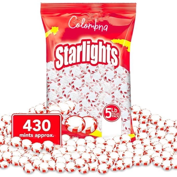 Starlight Mints, Individually Wrapped Refreshing Mints, Ideal Peppermint Candies for Sharing, Candy Dishes and Holidays (5 Lbs) 26900012