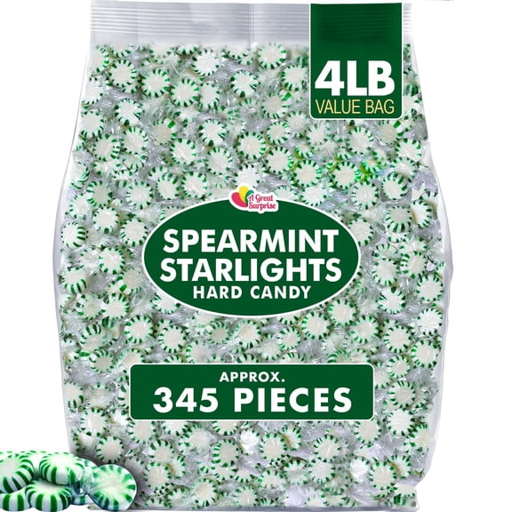 A Great Surprise Spearmint Starlight Mints 4 Pounds Bulk Individually Wrapped Green White Hard Mint Candies Classic Spearmint Candy