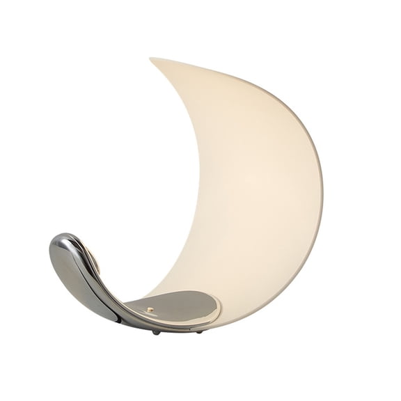Starlight Modern Minimalist Crescent Moon Table Lamp Chrome Finish 2326cm 8W LED For Bedroom/Bedside/Study/Living Room