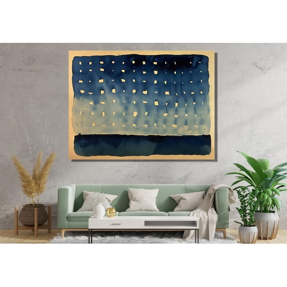 Starlight Night Cosmos Sky Indigo Horizon Mountain Ridge Geometry Design, Unframed Poster