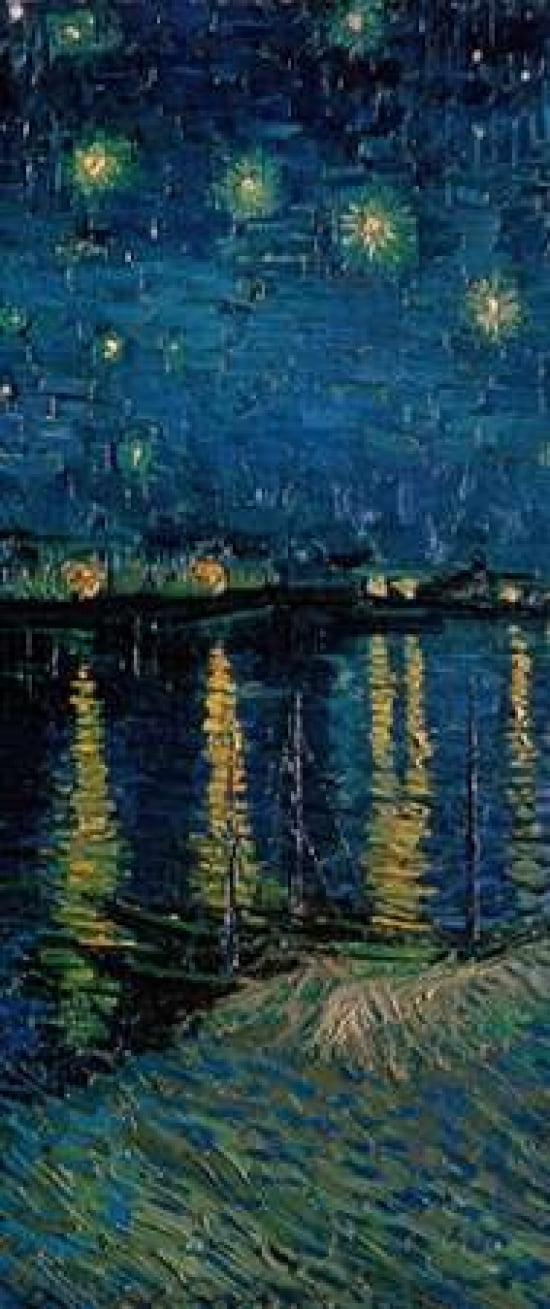 Starlight Over the Rhone - center Canvas Art - Vincent Van Gogh (24 x 48)