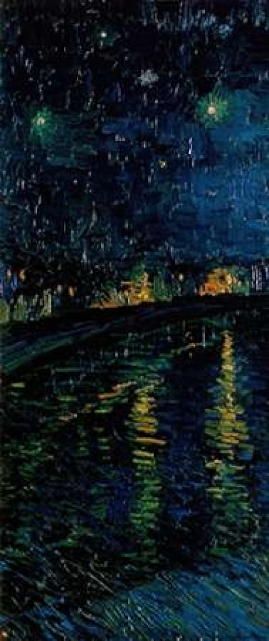 Starlight Over the Rhone - left Canvas Art - Vincent Van Gogh (24 x 48)