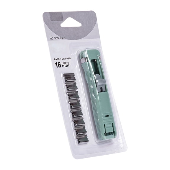 Starlight Paper Stapler Binder, Binder Clip Stapler with No Damage Binding and Removable File Clip, Portable Stapler Tool for Home Office and Desk Organization, Green
