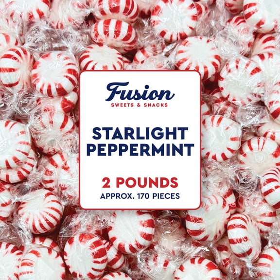Starlight Peppermint Hard Candy - Bulk 2 Pounds Individually Wrapped Peppermints, Starlights Mints - Refreshing Peppermint Candies - Approx 170 Count
