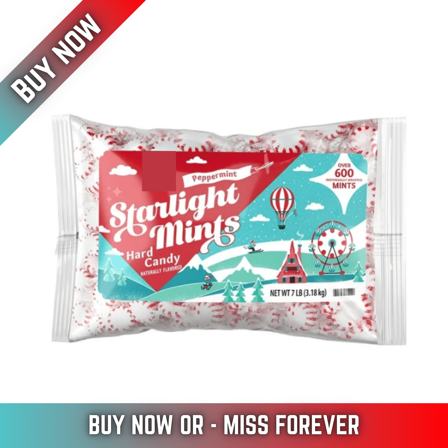 Starlight Peppermint Mints, Bulk Hard Candy, 7 lbs. Bag