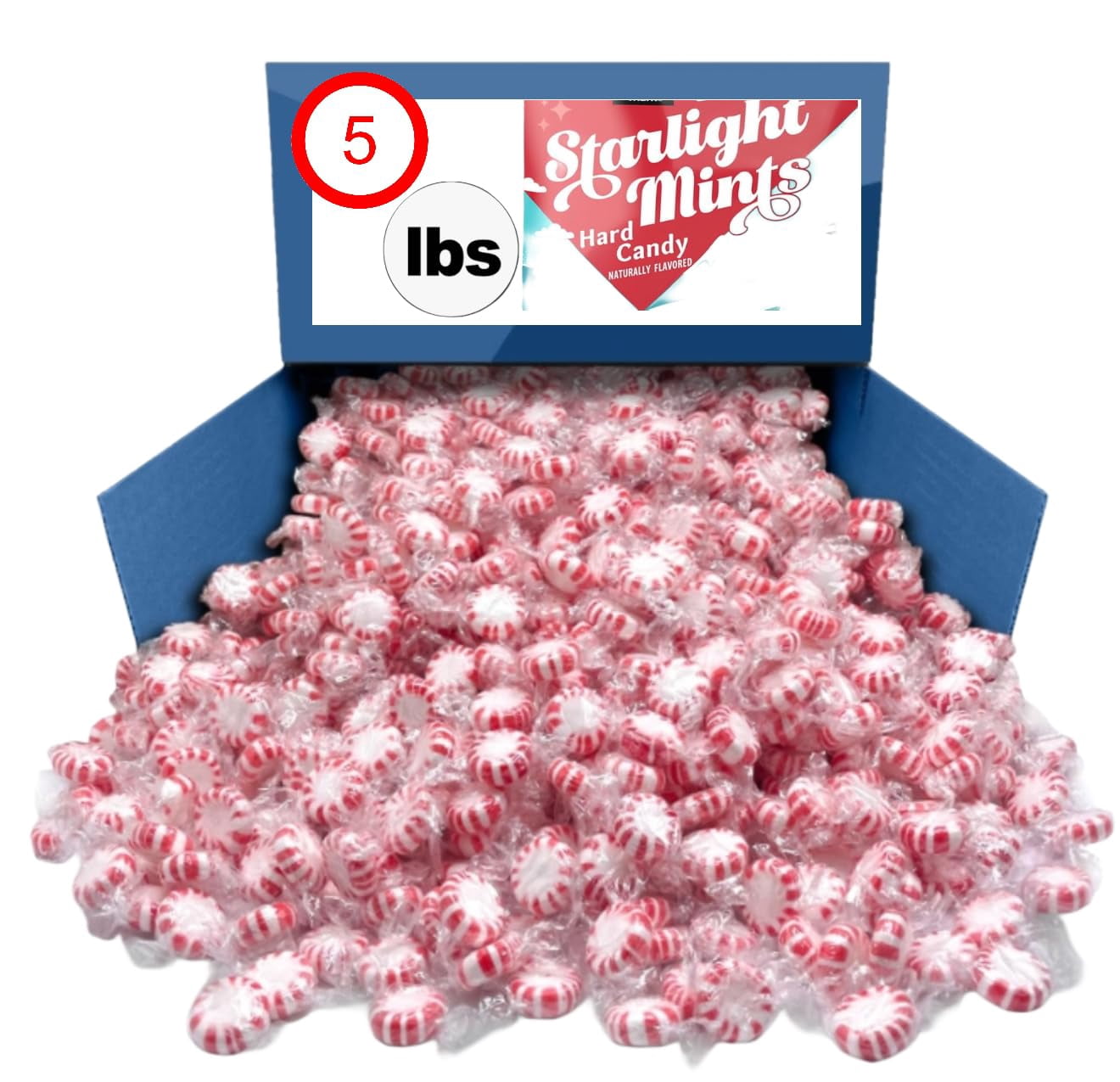Starlight Peppermints, Individually Wrapped Hard Candy, 5 Pounds, Approx 400 Pieces, Holiday Mint Candies