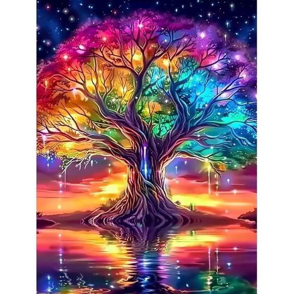 CSZPPQAF 5D DIY Diamond Art Kits for Adults,Multicolor Tree Full Round Drill Diamond Dots Art,Home Wall Decor 11.8x15.8in.