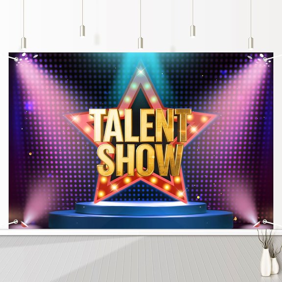 Starlight Stage Backdrop Red Curtain with Spotlights for Talent Show, Magic Performance, Theater Photography Background Birthday Party Decorations 72x43 Inch