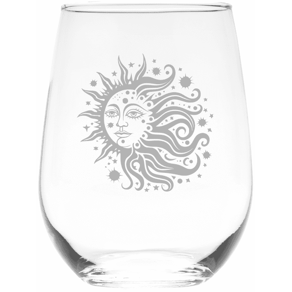 C&M Personal Gifts 17 oz Starlight Sun Stemless Wine Glass - Celestial Design