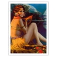 thumbnail image 1 of Starlight Wahine - Hawaiian Pin Up Girl - Vintage Pin Up Girl Print by Gene Pressler c.1930s - Fine Art Matte Paper Print (Unframed) 24x32in, 1 of 4