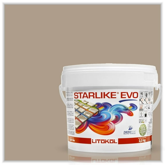 The Tile Doctor Starlike EVO - Litokol Epoxy Grout for Tile, Pools, Spas, Kitchens, Bathrooms - Floor or Wall Tile -Interior or Exterior Use - 225 Tabacco Classic Collection 2.5 kg - 5.5 lbs