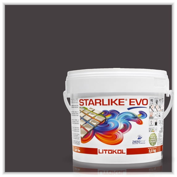 Starlike EVO Classic Collection Epoxy Tile Grout - Nero Carbonio FETI1003, 2.5 kg/5.5 lbs Indoor/Outdoor Tile Adhesive and Two-Part Epoxy Grout for Shower, Pool, Bathroom, or Kitchen Walls or Floors