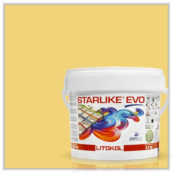 Starlike EVO Glamour Collection Epoxy Tile Grout - Giallo Vaniglia FETI1003, 2.5 kg/5.5 lbs Indoor/Outdoor Tile Adhesive and Two-Part Epoxy Grout for Shower, Pool, Bathroom, or Kitchen Walls or Floor