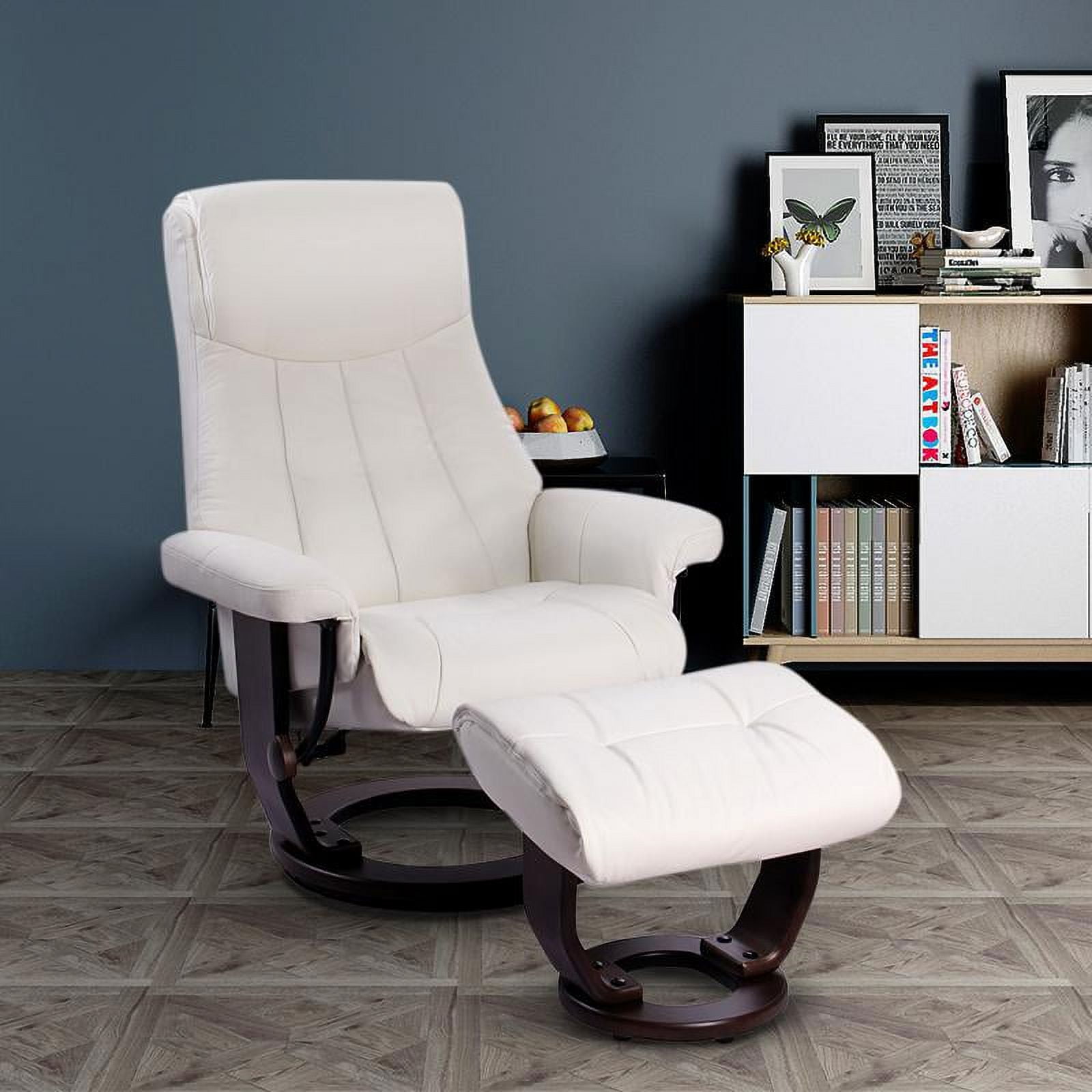 Starline Designs LLC Scandinavian European styled recliner and ottoman Snow White