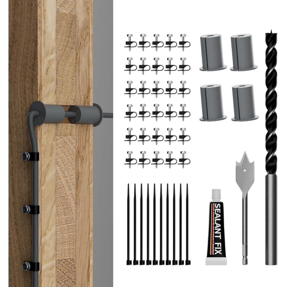 Starlink Cable Routing Kit Wall Pass Through Grommet Mounting Kit 3/4" and 5/16" Drill Bit, Wire Clips & Cable Ties for Starlink Gen 2/3 Dish & Mini Ethernet Installation