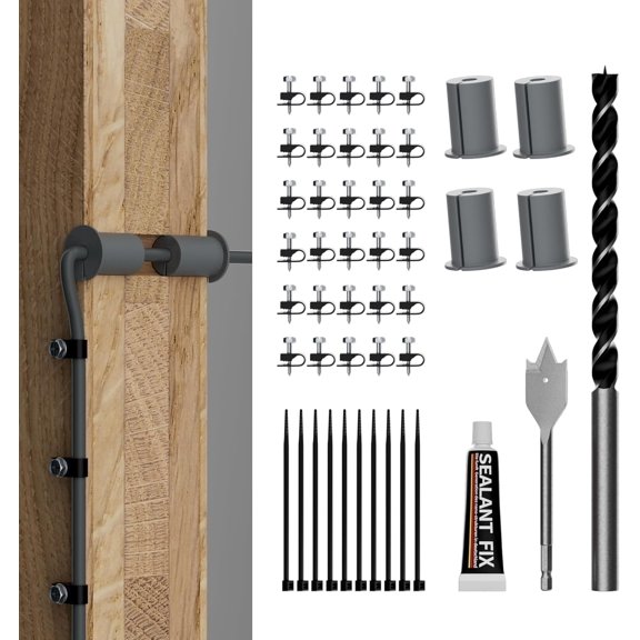Starlink Cable Routing Kit Wall Pass Through Grommet Mounting Kit 3/4" and 5/16" Drill Bit, Wire Clips & Cable Ties for Starlink Gen 2/3 Dish & Mini Ethernet Installation